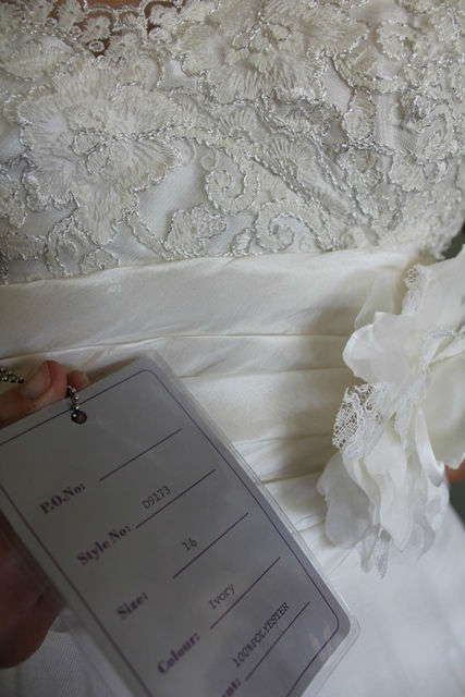 NEVER WORN Vintage inspired A-line Wedding Gown with French lace bodice detail