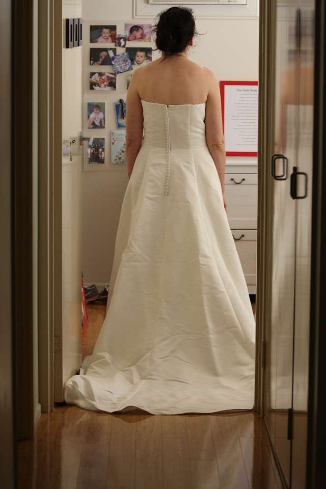 Ivory Strapless dress with crystal beading detail