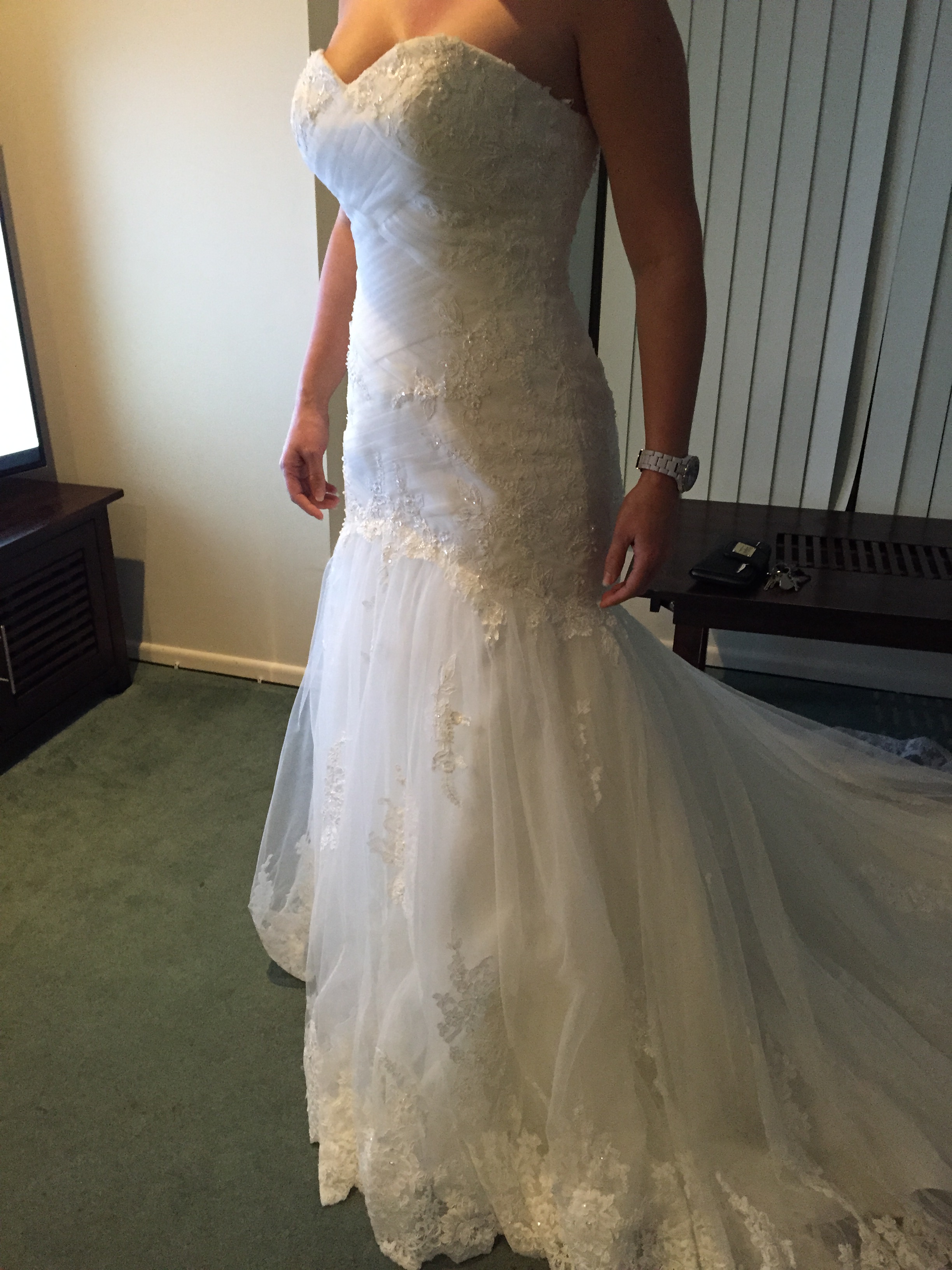 New** 2015 Style Mia Solano Wedding Dress Gown, Veil and Hair Piece