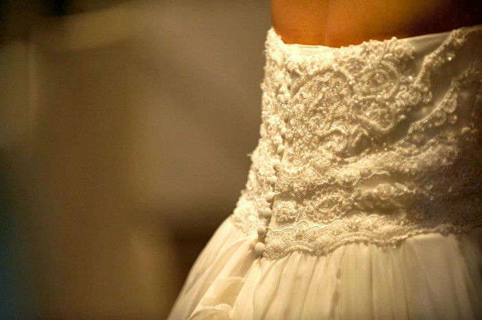 Pronovias Acacia Strapless Empire Wedding Gown