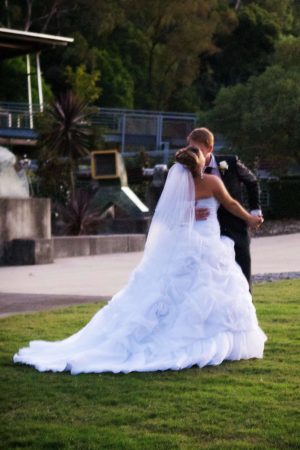 Very Flattering Romantic White Wedding Gown