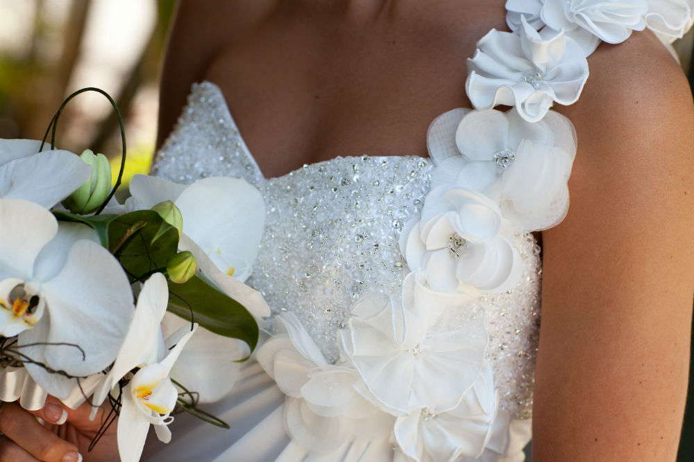 One Shoulder Size 8 White wedding dress Essense Design