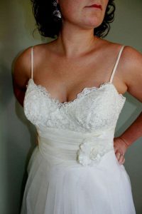 bodice with french lace & flower detail