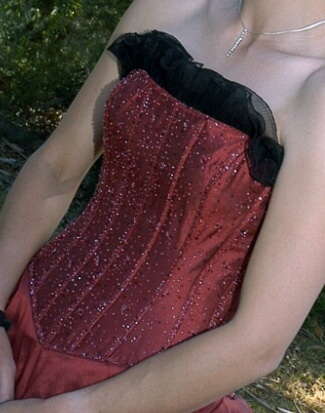 Red Justin Alexander ball gown wedding dress