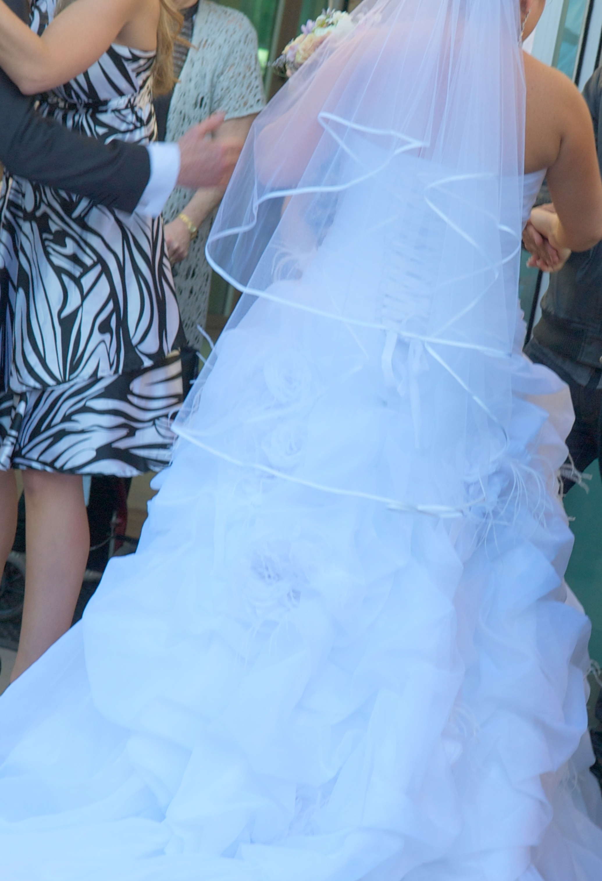 Very Flattering Romantic White Wedding Gown