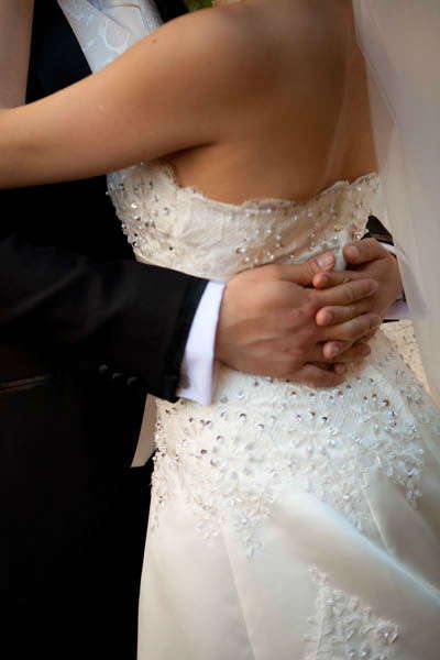 Stunning wedding dress with intricate embroidery and beading