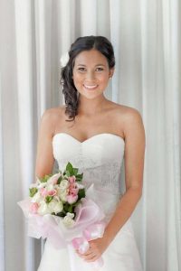LUV BRIDAL Size US 4 (Aus 8-10) Fitted A-Line fully beaded bodice w/ tulle skirt & slight train.