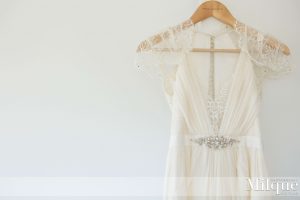 Romantic, vintage-style Jenny Packham lace and silk dress