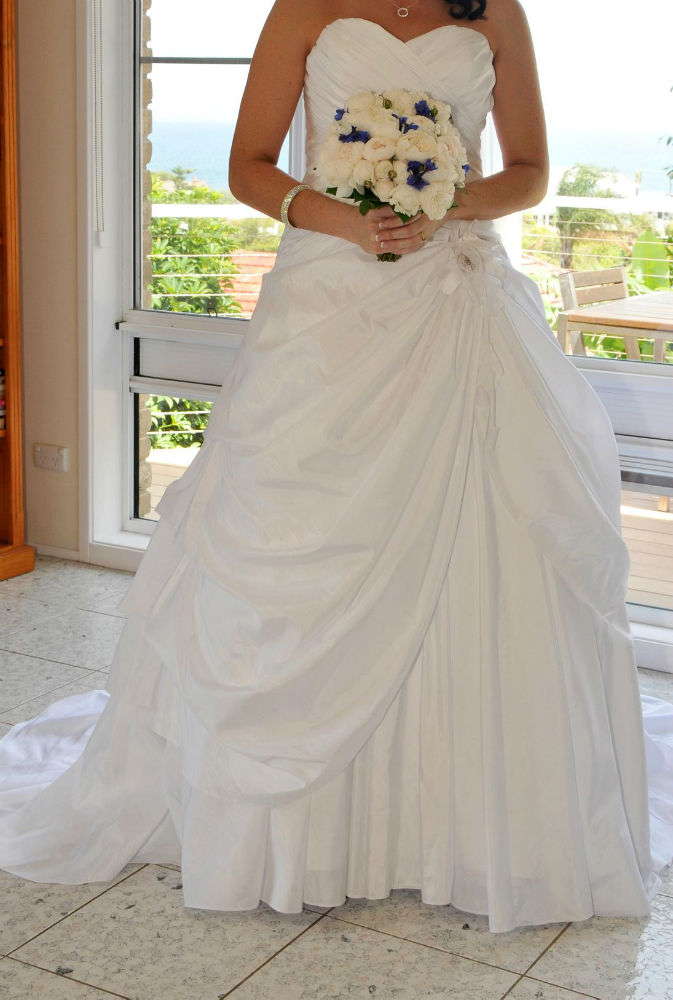 Bridal Vision Cizzy Bridal Strapless Size 12 Lace Up Taffeta Rouched