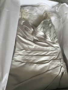 Flattering elegant silver Maggie Sottero