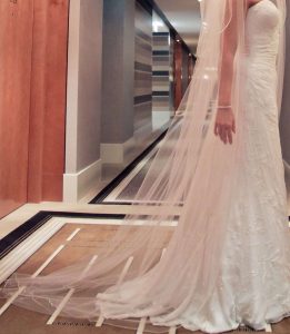 Mariana Hardwick Crystal and lace detailed wedding dress