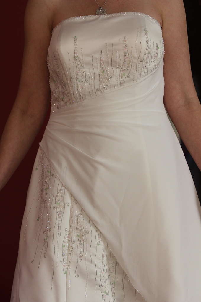 Ivory Strapless dress with crystal beading detail