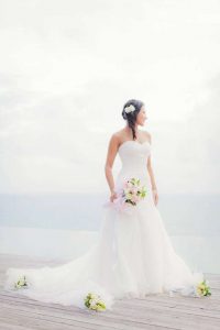 LUV BRIDAL Size US 4 (Aus 8-10) Fitted A-Line fully beaded bodice w/ tulle skirt & slight train.