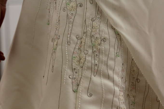 Ivory Strapless dress with crystal beading detail