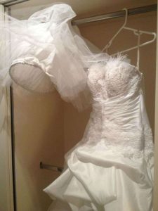 Front of dress hung up
