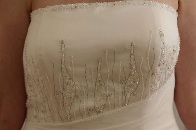 Ivory Strapless dress with crystal beading detail