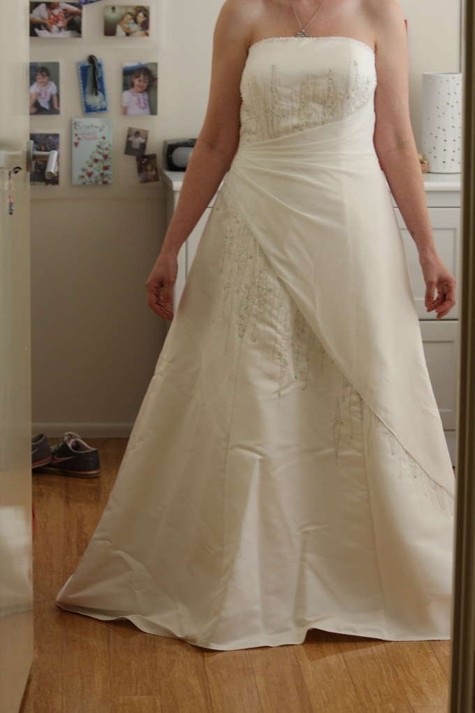 Ivory Strapless dress with crystal beading detail