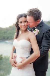 LUV BRIDAL Size US 4 (Aus 8-10) Fitted A-Line fully beaded bodice w/ tulle skirt & slight train.