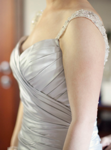 Flattering elegant silver Maggie Sottero