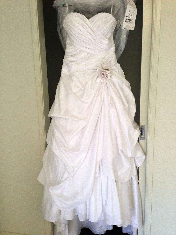 Bridal Vision Cizzy Bridal Strapless Size 12 Lace Up Taffeta Rouched
