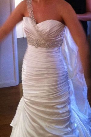 ONE OFF designer gown sweetheart with crystal strap one shoulder