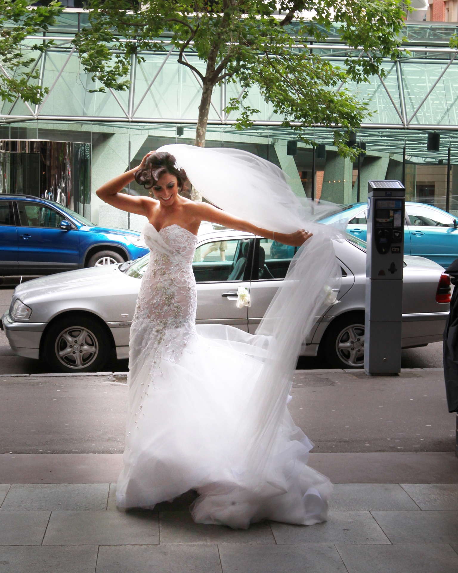 Steven Khalil, Custom Made Bridal Gown, Size 8 Wedding Dress