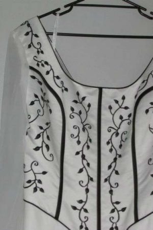 Ivory and Black Embroidered Wedding Gown