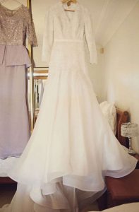 Wedding dress on hanger