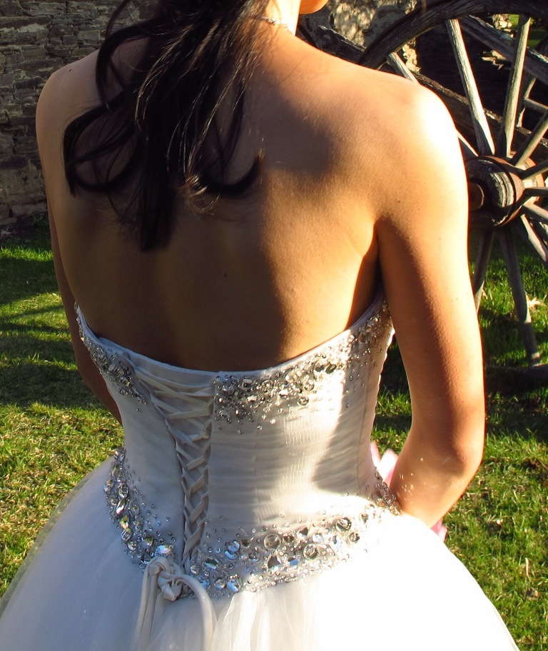 Elegant & Modern White Princess Wedding Gown for sale