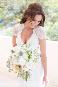 Romantic, vintage-style Jenny Packham lace and silk dress