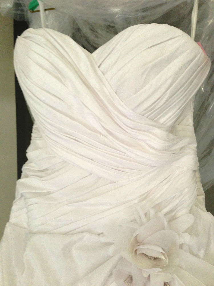 Bridal Vision Cizzy Bridal Strapless Size 12 Lace Up Taffeta Rouched