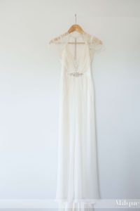 Romantic, vintage-style Jenny Packham lace and silk dress
