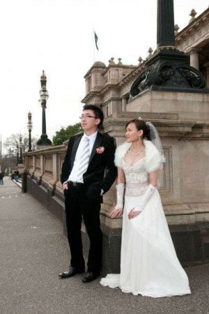 Maggie Sottero Becca Diamond White Rose Chiffon Wedding Gown US size 6 (fit up to AU size 12)