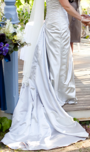 Flattering elegant silver Maggie Sottero